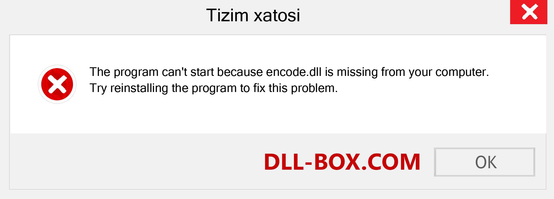 encode.dll fayli yo'qolganmi?. Windows 7, 8, 10 uchun yuklab olish - Windowsda encode dll etishmayotgan xatoni tuzating, rasmlar, rasmlar